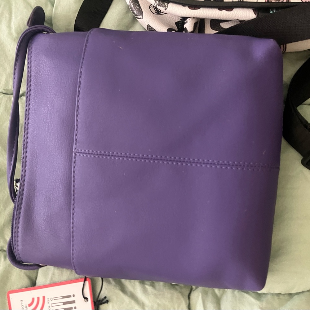 Purple Leather Crossbody Bag